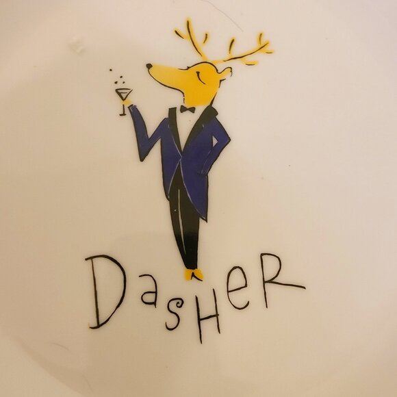 Pottery Barn Matching Reindeer Salad Plates/Dinner Plates/Bowls - 9 Pieces - Picture 6 of 8